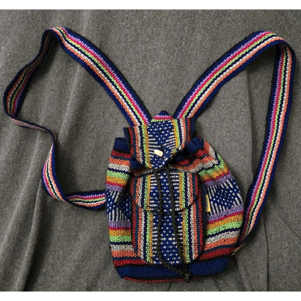 Pinzon Mexican Backpack Small Artisan Boho Woven Colorful 8 X 8” Hippie Bag
